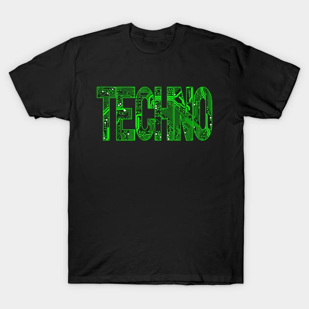 Green Techno Music Lover Circuit Board T-Shirt by Muzehack